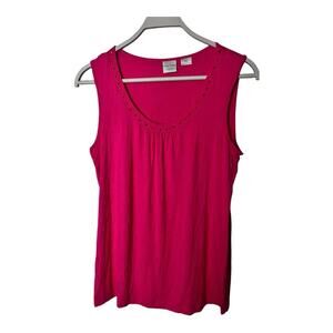 Emma James Stretch Sleeveless Embellished Neckline Blouse Sz M